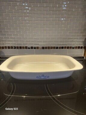Corningware P-21 Roaster White Ceramic "Lasagna Baking Dish"with Blue Cornflower